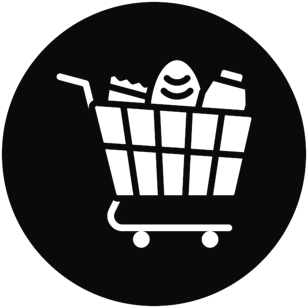 Ilustración del icono vectorial de artículos de compras del conjunto de iconos de Economía Empresarial