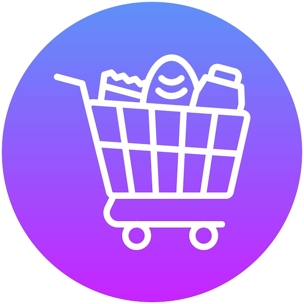 Ilustración del icono vectorial de artículos de compras del conjunto de iconos de Economía Empresarial