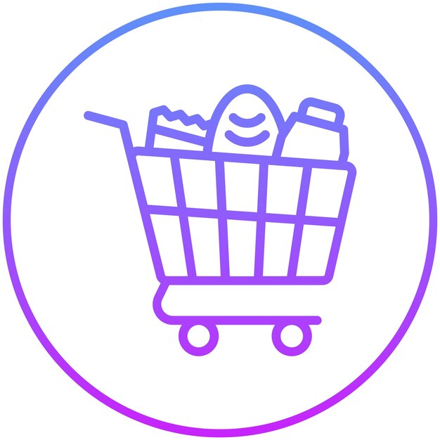 Ilustración del icono vectorial de artículos de compras del conjunto de iconos de Economía Empresarial