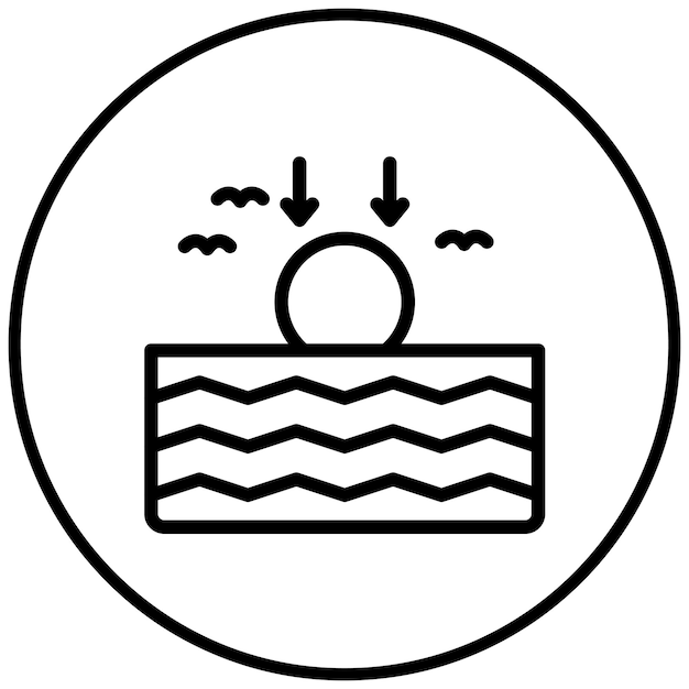 Ilustración del icono vectorial del atardecer del conjunto de iconos de Coastline