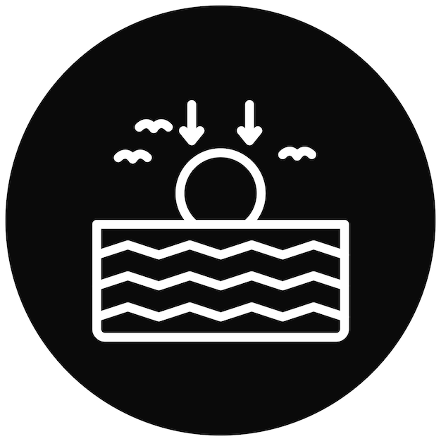 Ilustración del icono vectorial del atardecer del conjunto de iconos de Coastline