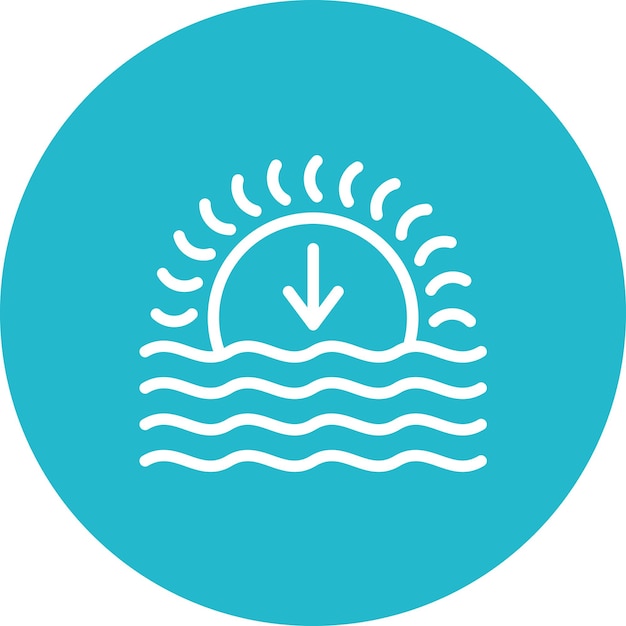 Ilustración del icono vectorial del atardecer del icono del tiempo