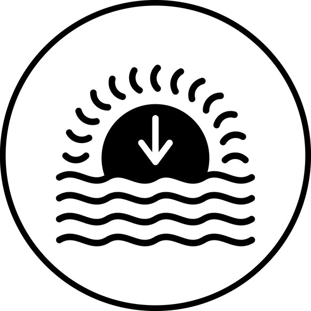 Ilustración del icono vectorial del atardecer del icono del tiempo