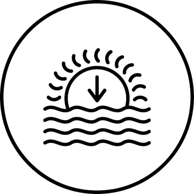 Ilustración del icono vectorial del atardecer del icono del tiempo