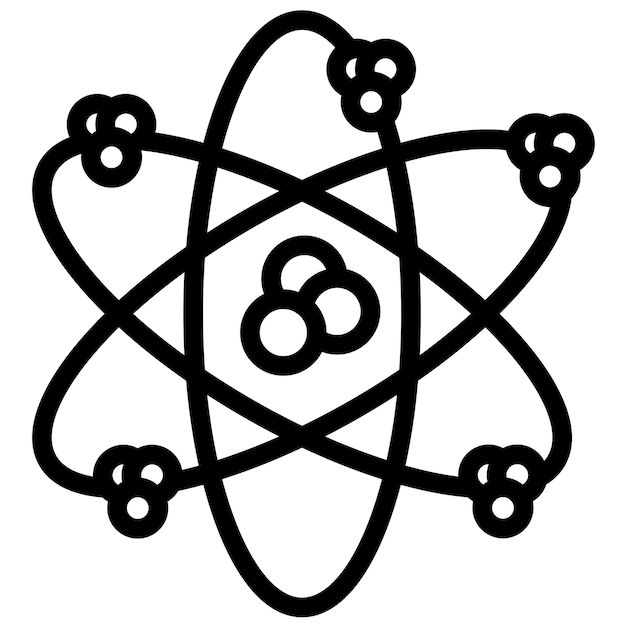Ilustración del icono vectorial atómico del conjunto de iconos de física