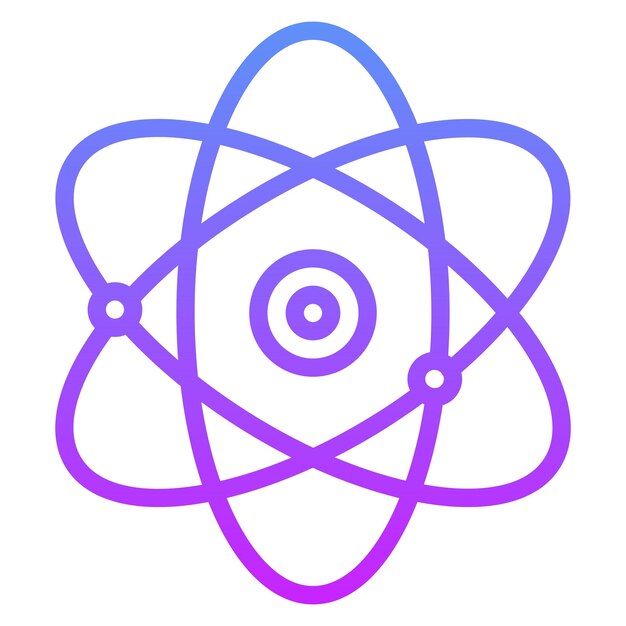 Ilustración del icono vectorial atómico del conjunto de iconos de Investigación y Ciencia
