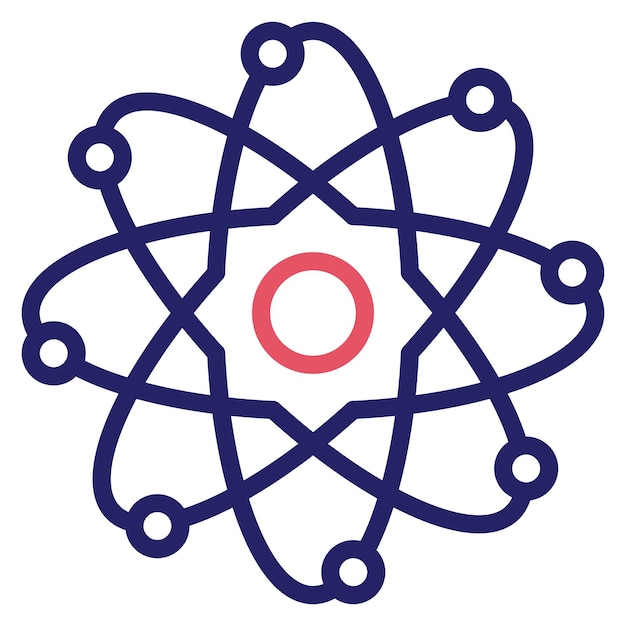 Ilustración del icono vectorial del átomo del conjunto de iconos de química