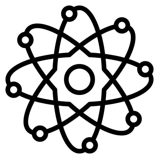 Ilustración del icono vectorial del átomo del conjunto de iconos de química