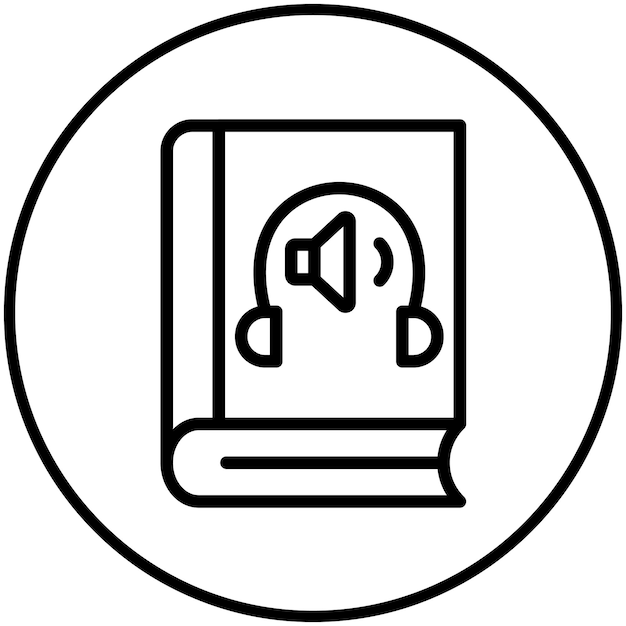 Ilustración del icono vectorial de audiolibro del conjunto de iconos de literatura