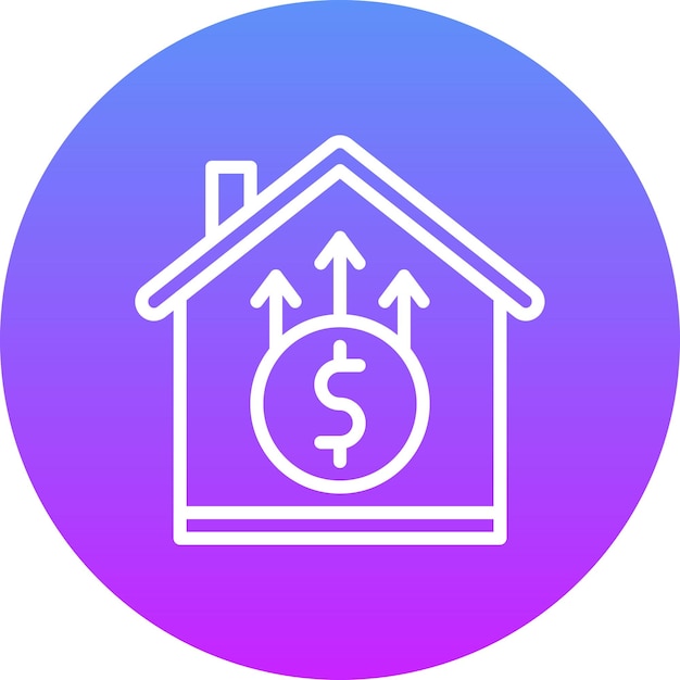 Vector ilustración del icono vectorial de aumento de precios de la casa del conjunto de iconos de bienes raíces