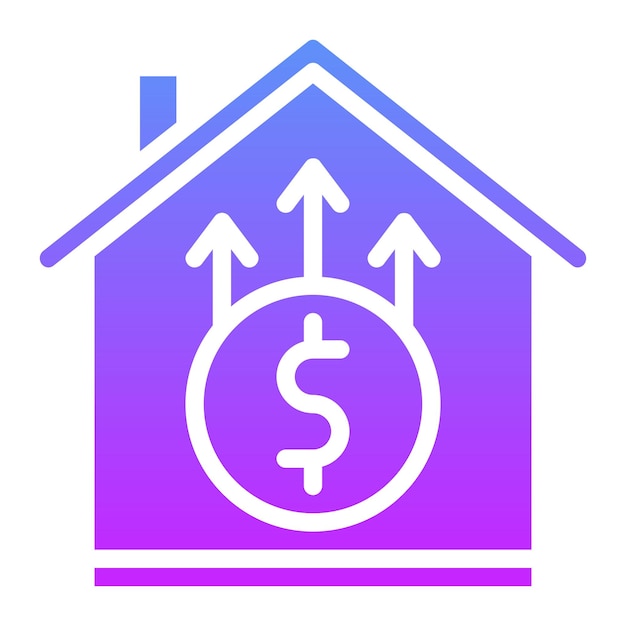 Ilustración del icono vectorial de aumento de precios de la casa del conjunto de iconos de bienes raíces