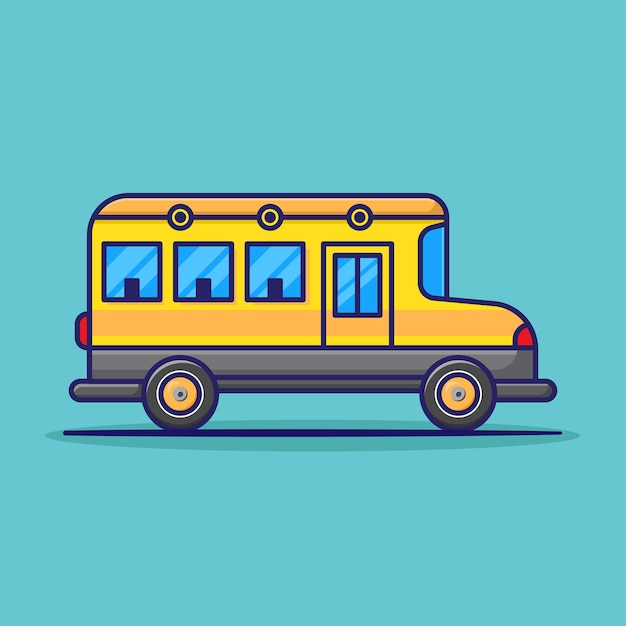 Ilustración de icono vectorial de autobús escolar estilo plano adecuado para página de aterrizaje web y banner