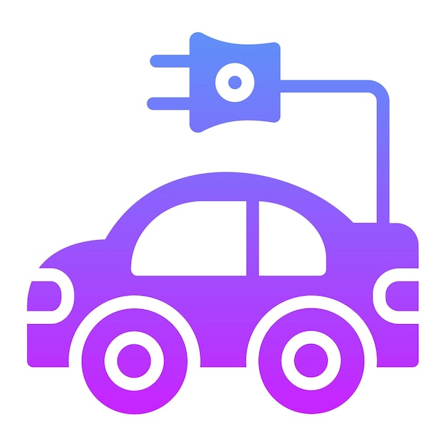 Ilustración del icono vectorial de automóviles eléctricos del conjunto de iconos de energía nuclear