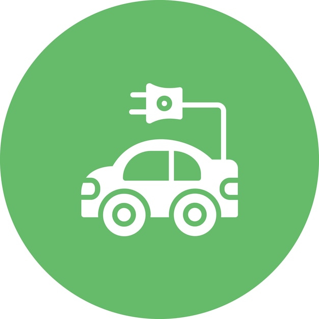 Ilustración del icono vectorial de automóviles eléctricos del conjunto de iconos de energía nuclear