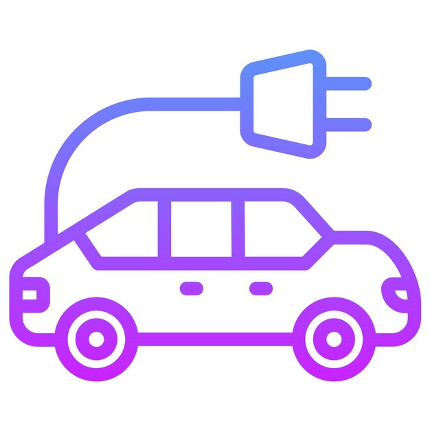 Ilustración del icono vectorial de automóviles eléctricos del conjunto de iconos de energía sostenible