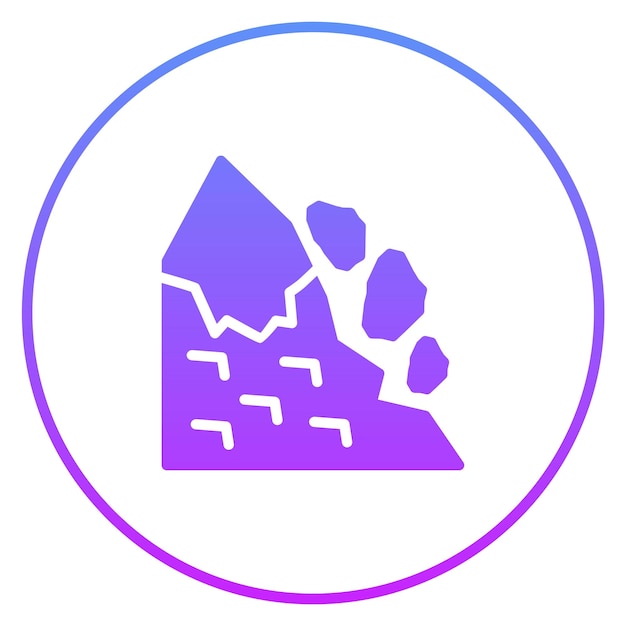 Ilustración del icono vectorial de la avalancha de nieve del conjunto de iconos de desastres naturales
