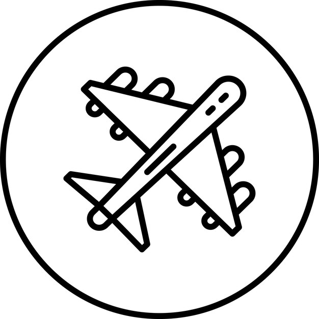 Ilustración del icono vectorial del avión del conjunto de iconos de servicios hoteleros