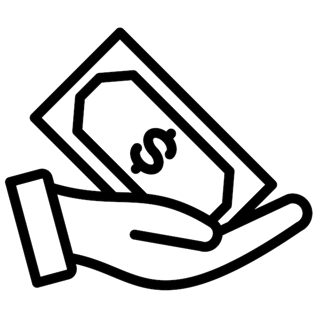Ilustración del icono vectorial de ayuda financiera del conjunto de iconos de donaciones