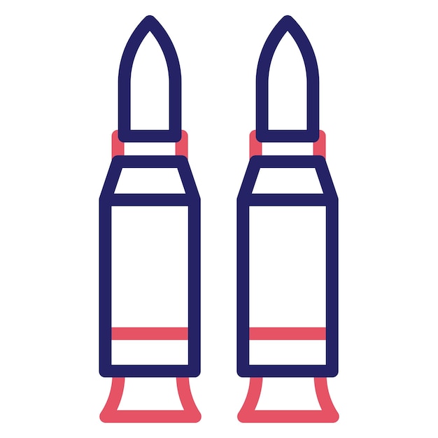 Ilustración del icono vectorial de balas del conjunto de iconos militares