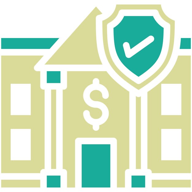 Ilustración del icono vectorial del banco de seguridad del conjunto de iconos de Finanzas y Dinero