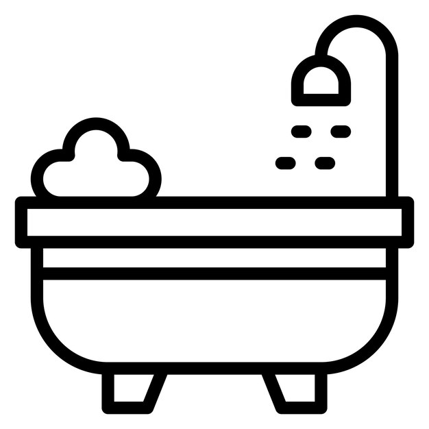 Ilustración del icono vectorial de la bañera del conjunto de iconos de artículos para el hogar