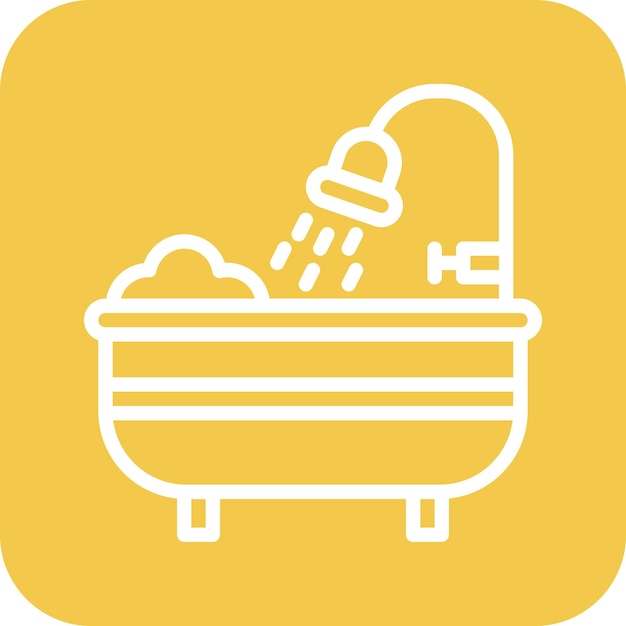 Ilustración del icono vectorial de la bañera del conjunto de iconos interiores