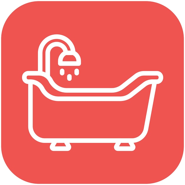 Ilustración del icono vectorial de la bañera del conjunto de iconos de mejoras para el hogar