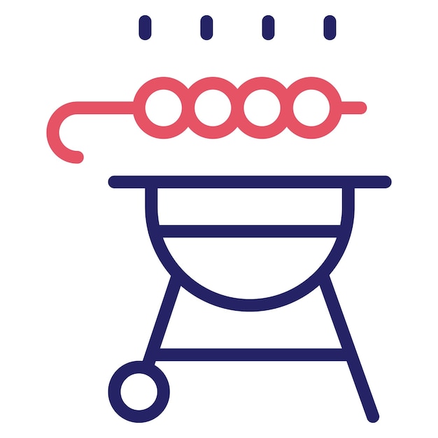 Ilustración del icono vectorial de la barbacoa del conjunto de iconos del Año Nuevo