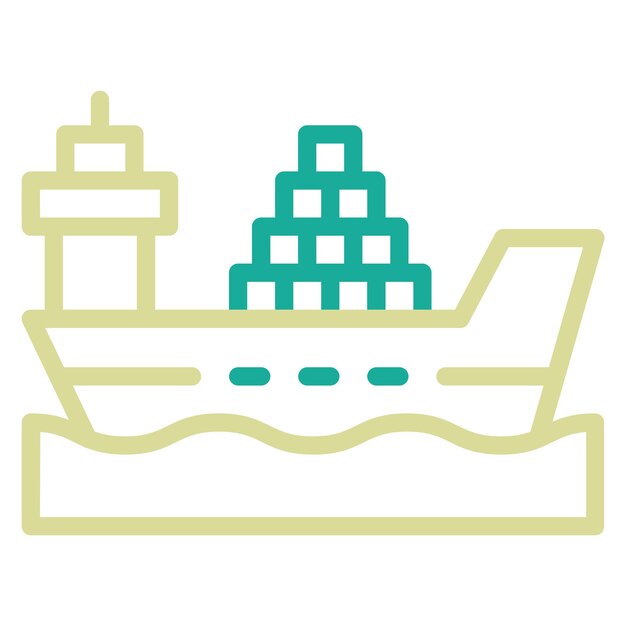 Ilustración del icono vectorial del barco del conjunto de iconos de inmigración