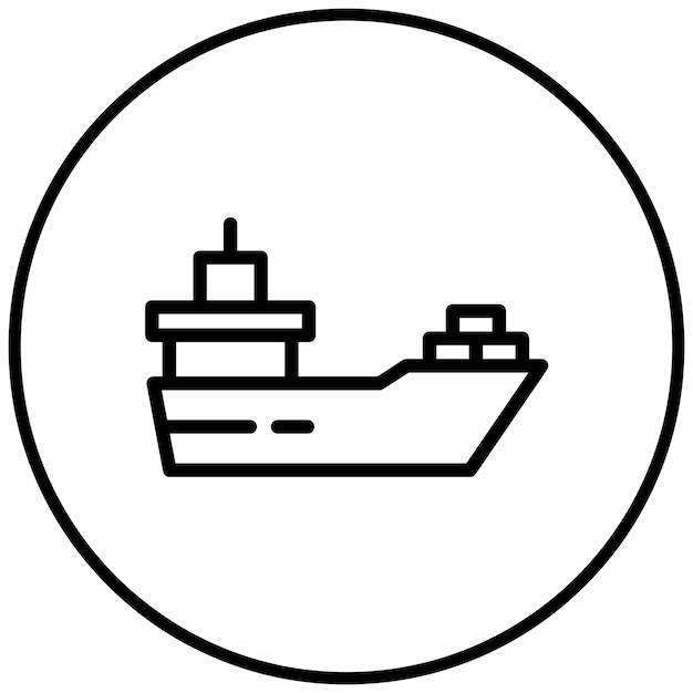 Ilustración del icono vectorial del barco del conjunto de iconos de la línea costera