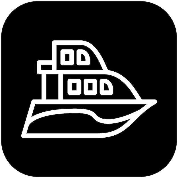 Ilustración del icono vectorial del barco del conjunto de iconos de vacaciones y turismo