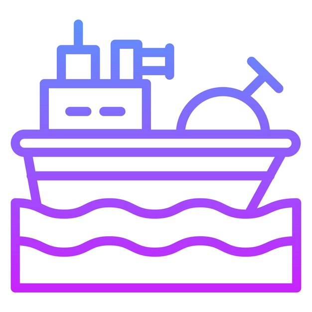 Ilustración del icono vectorial del barco del ejército del iconset militar