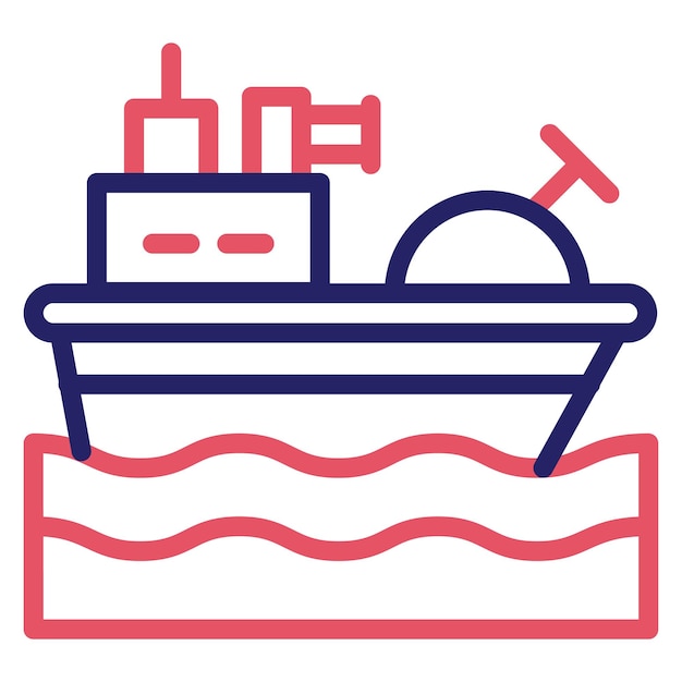 Ilustración del icono vectorial del barco del ejército del iconset militar