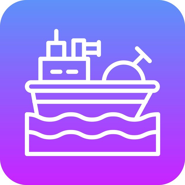Ilustración del icono vectorial del barco del ejército del iconset militar