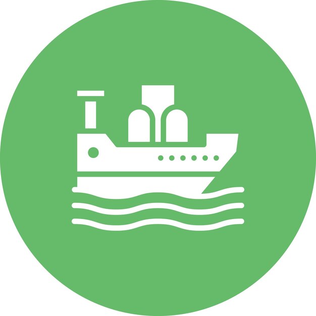 Ilustración del icono vectorial del barco de petróleo del conjunto de iconos de la industria de la gasolina