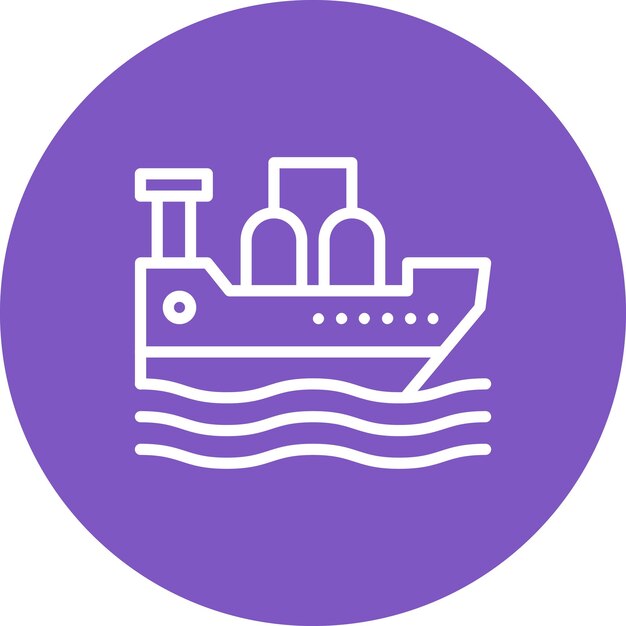 Ilustración del icono vectorial del barco de petróleo del conjunto de iconos de la industria de la gasolina