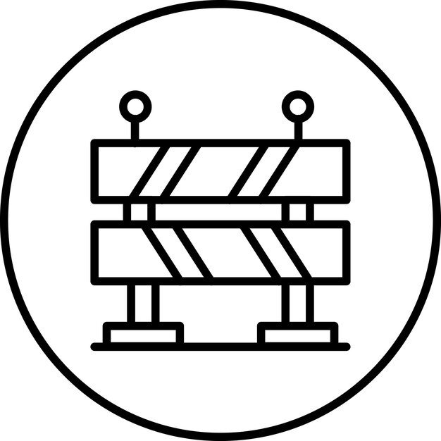 Ilustración del icono vectorial de la barrera de carretera del conjunto de iconos de protección y seguridad