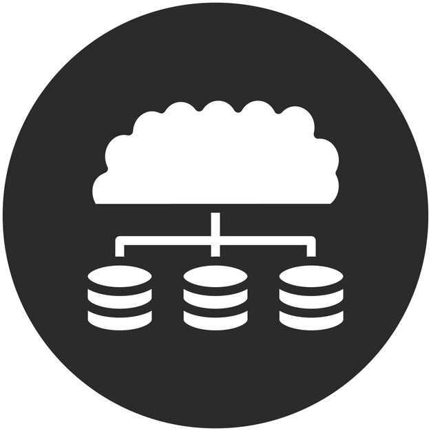 Ilustración del icono vectorial de la base de datos en la nube del conjunto de iconos de marketing en línea