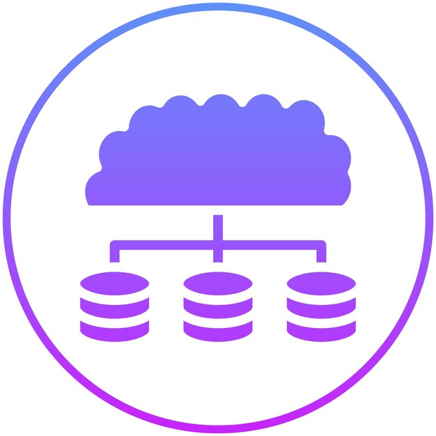 Ilustración del icono vectorial de la base de datos en la nube del conjunto de iconos de marketing de OnGGSCE