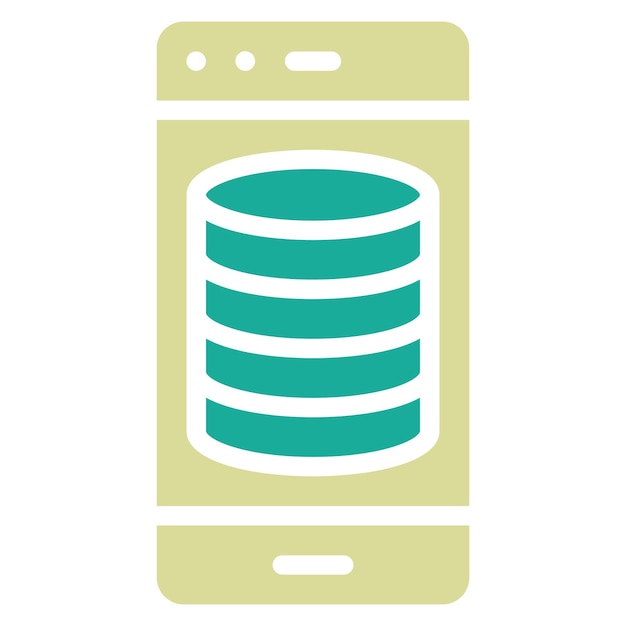 Ilustración del icono vectorial de la base de datos de teléfonos inteligentes del conjunto de iconos de alojamiento web