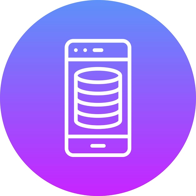 Ilustración del icono vectorial de la base de datos de teléfonos inteligentes del conjunto de iconos de alojamiento web