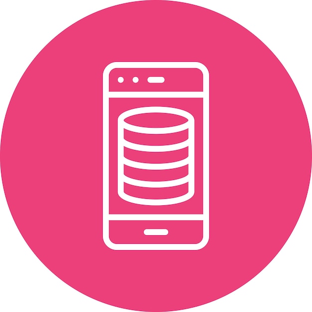Ilustración del icono vectorial de la base de datos de teléfonos inteligentes del conjunto de iconos de alojamiento web
