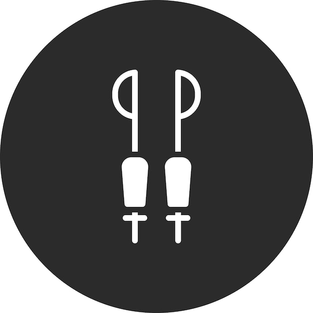 Ilustración del icono vectorial de los bastones de esquí del conjunto de iconos de invierno