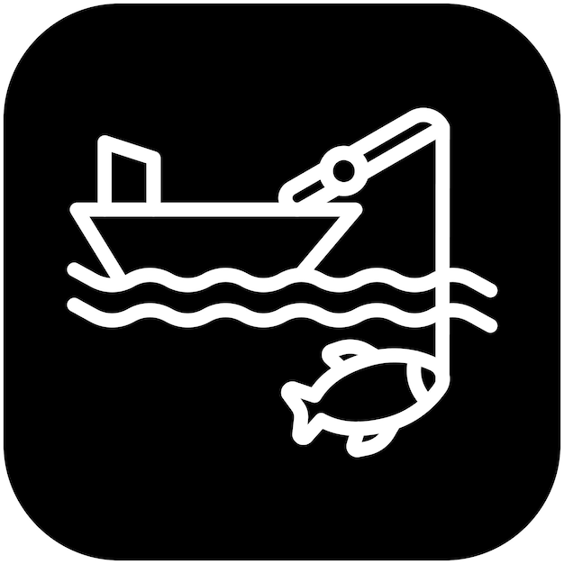 Ilustración del icono vectorial de Big Game Fishing del conjunto de iconos de pesca