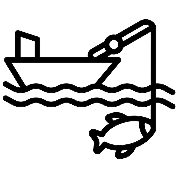 Ilustración del icono vectorial de Big Game Fishing del conjunto de iconos de pesca