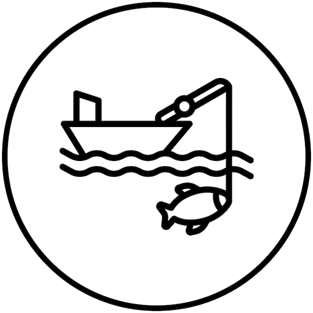 Ilustración del icono vectorial de Big Game Fishing del conjunto de iconos de pesca
