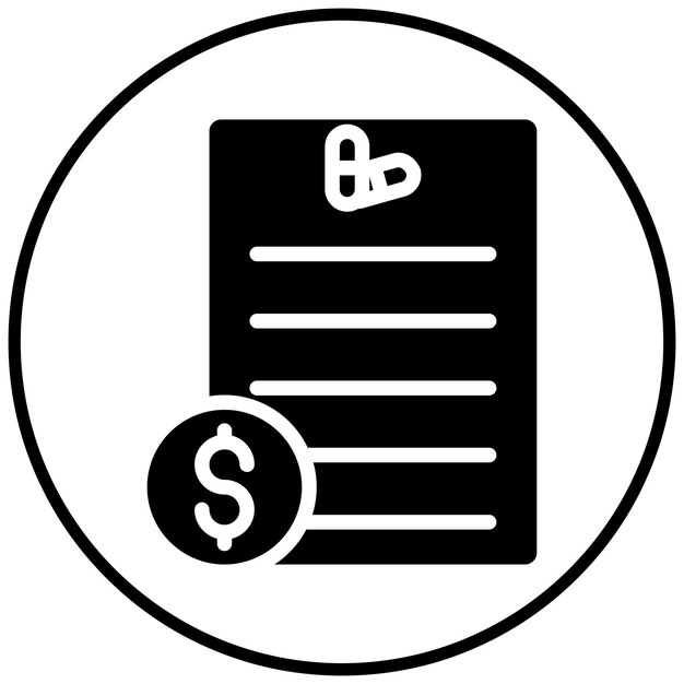 Ilustración del icono vectorial del billete de medicamentos del conjunto de iconos de la farmacia
