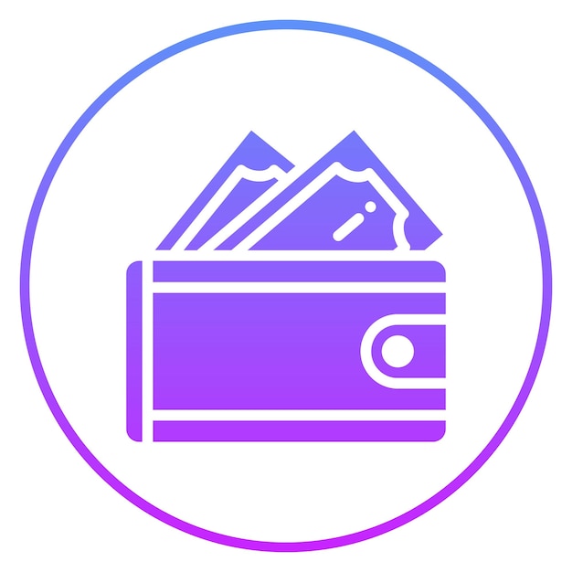 Ilustración del icono vectorial de billetera del conjunto de iconos de banca y finanzas