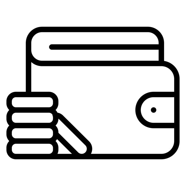 Ilustración del icono vectorial de billetera del conjunto de iconos de Mall