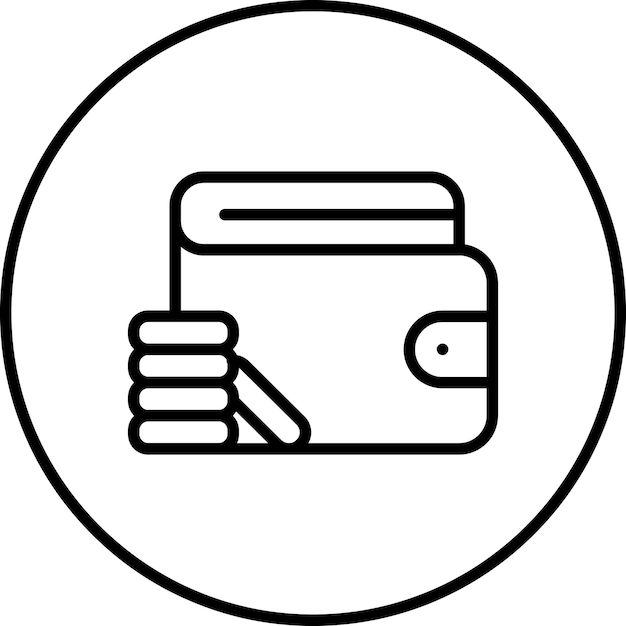 Ilustración del icono vectorial de billetera del conjunto de iconos de Mall
